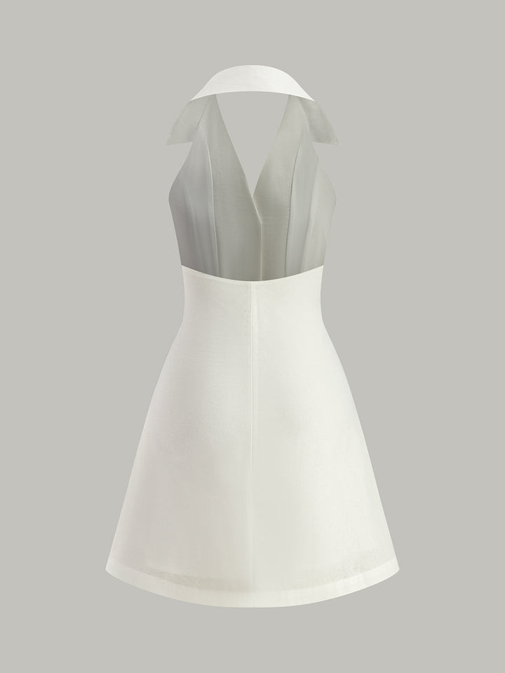 Robe Patineuse Boutonnée à Encolure Dégagée