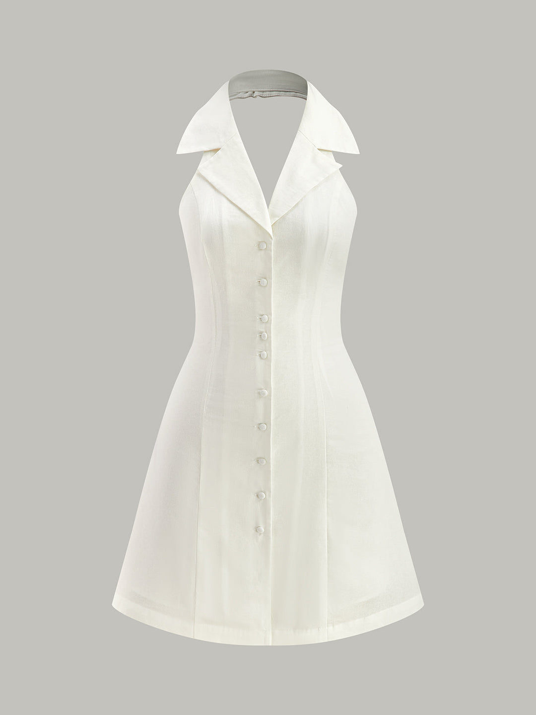 Robe Patineuse Boutonnée à Encolure Dégagée