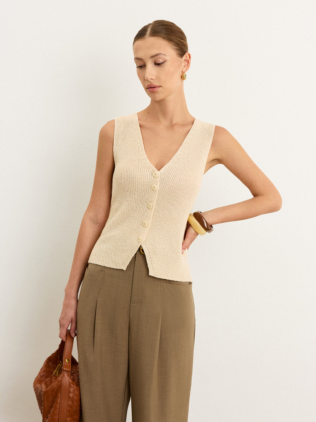 Gilet Boutonné en Maille
