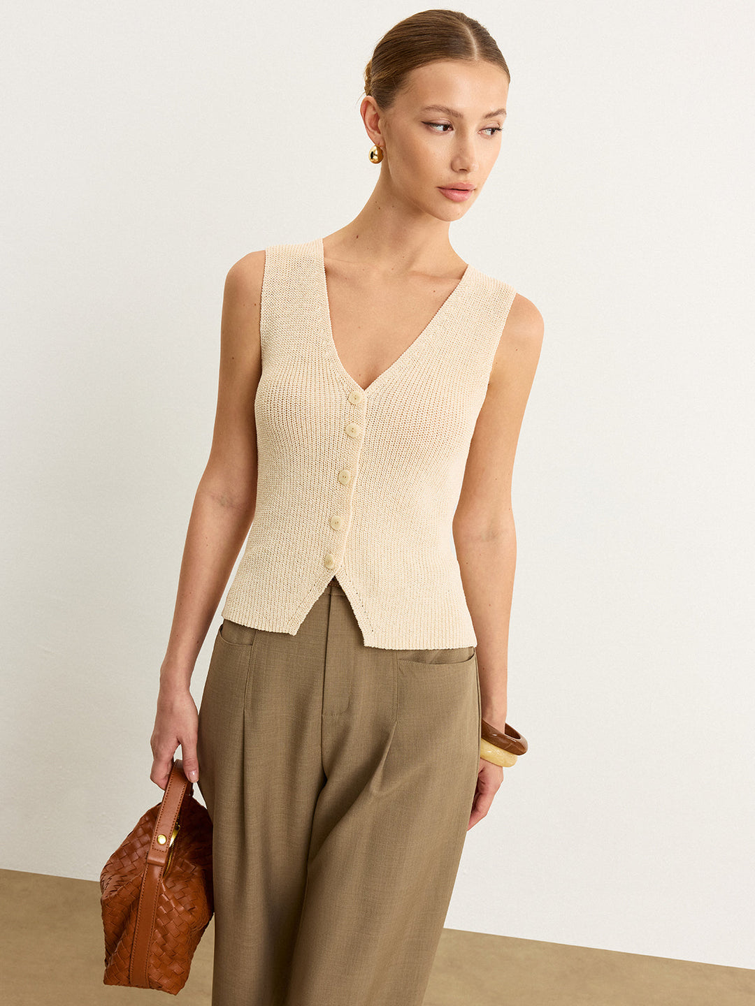 Gilet Boutonné en Maille