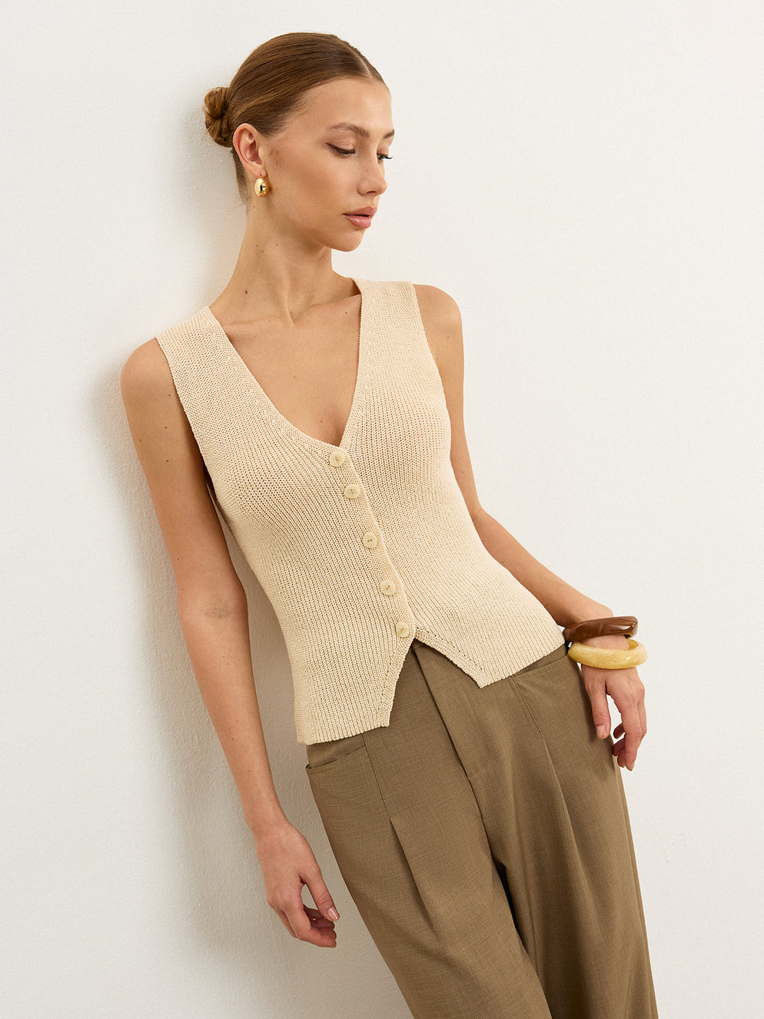 Gilet Boutonné en Maille