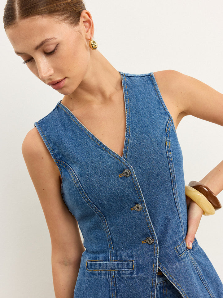 Ensemble Jupe en Jean sans Manches