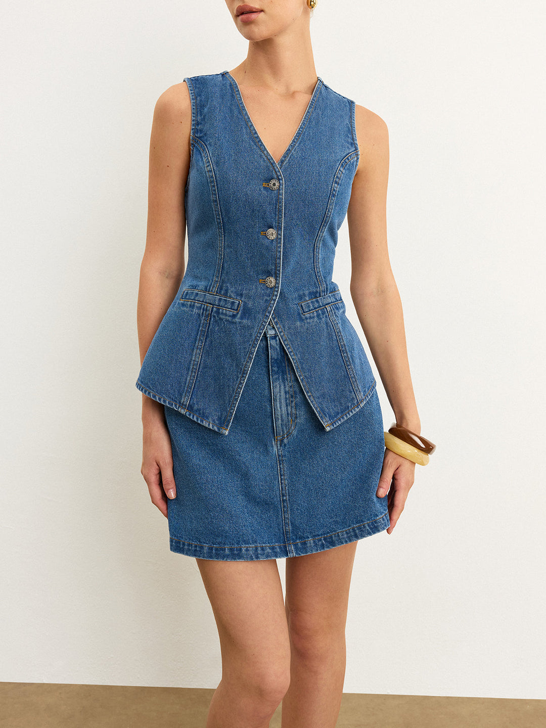 Ensemble Jupe en Jean sans Manches