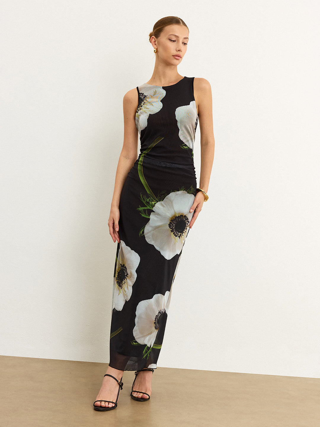 Robe Longue Imprimée Florale Transparente