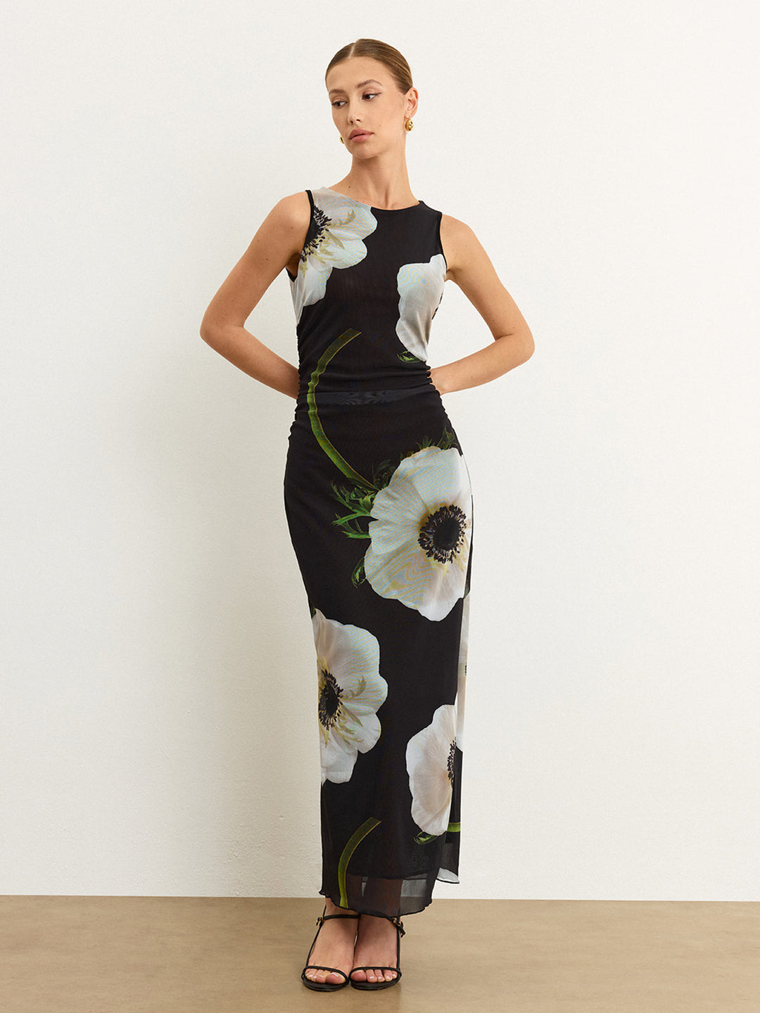 Robe Longue Imprimée Florale Transparente