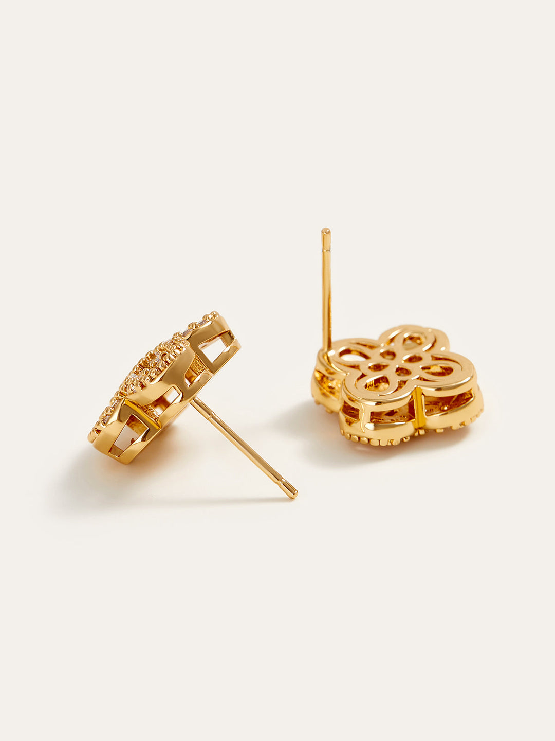 Boucles d'oreilles Fleur Cristal Baguette Dorée