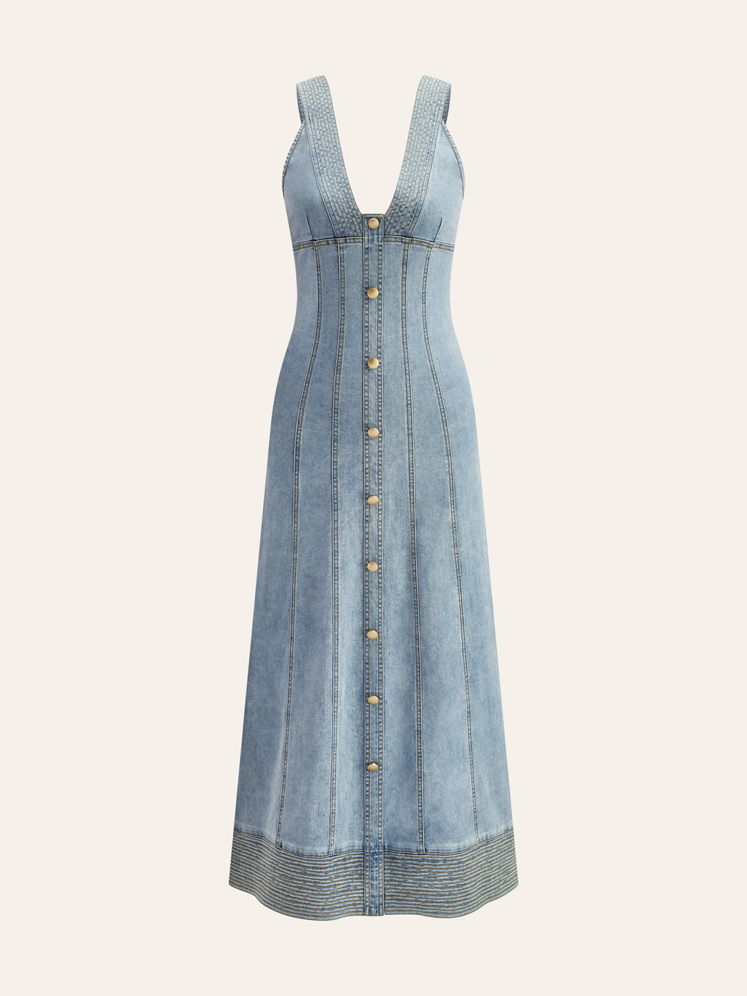 Robe sans manches en jean à boutonnage sur le devant