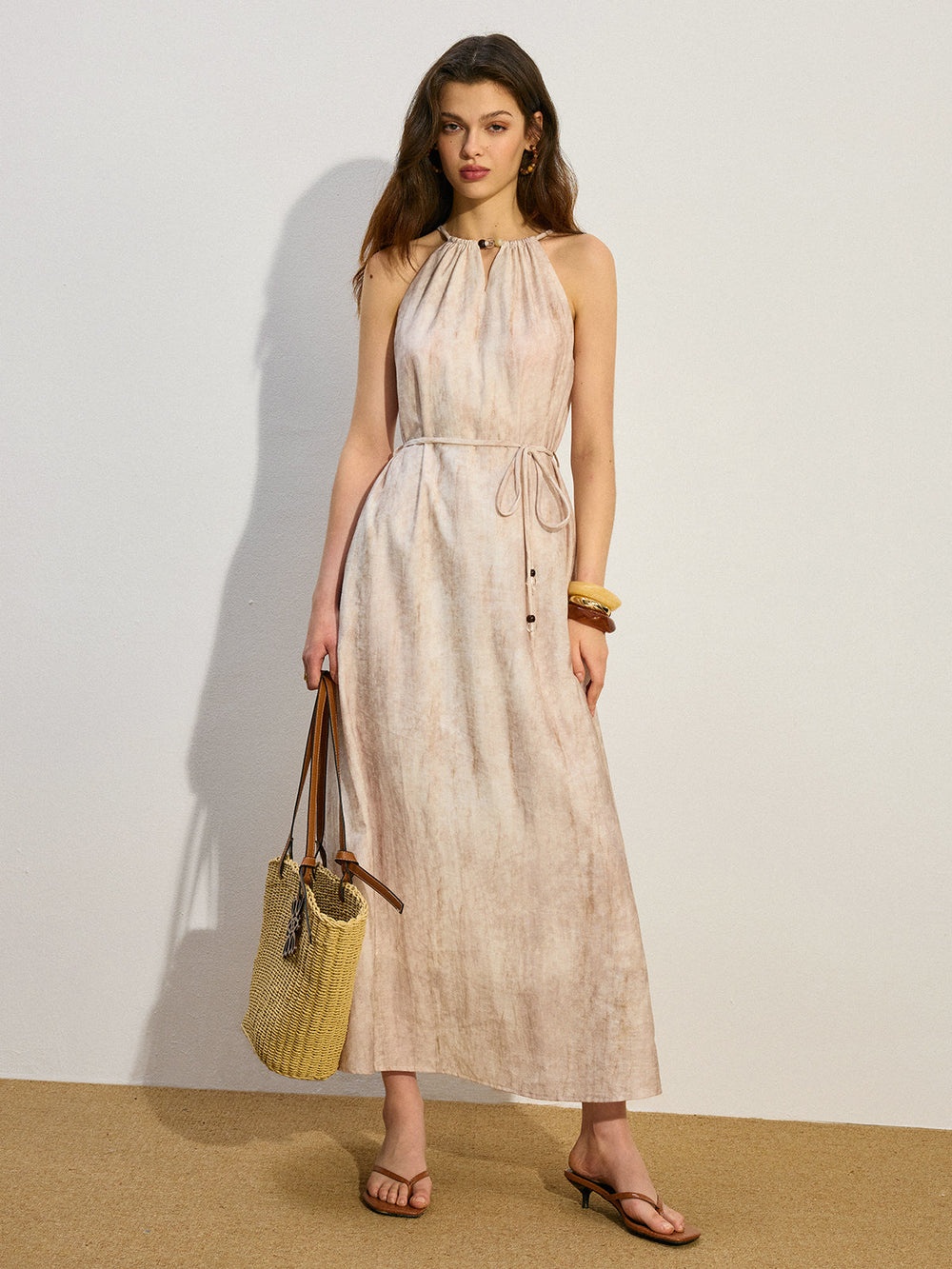Robe Maxi Ceinturée à Poches