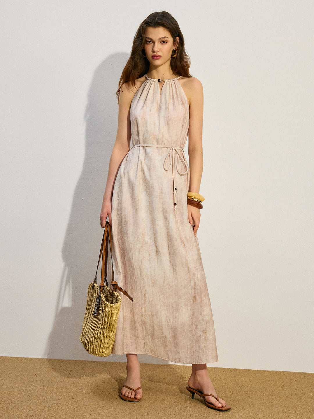 Robe Maxi Ceinturée à Poches