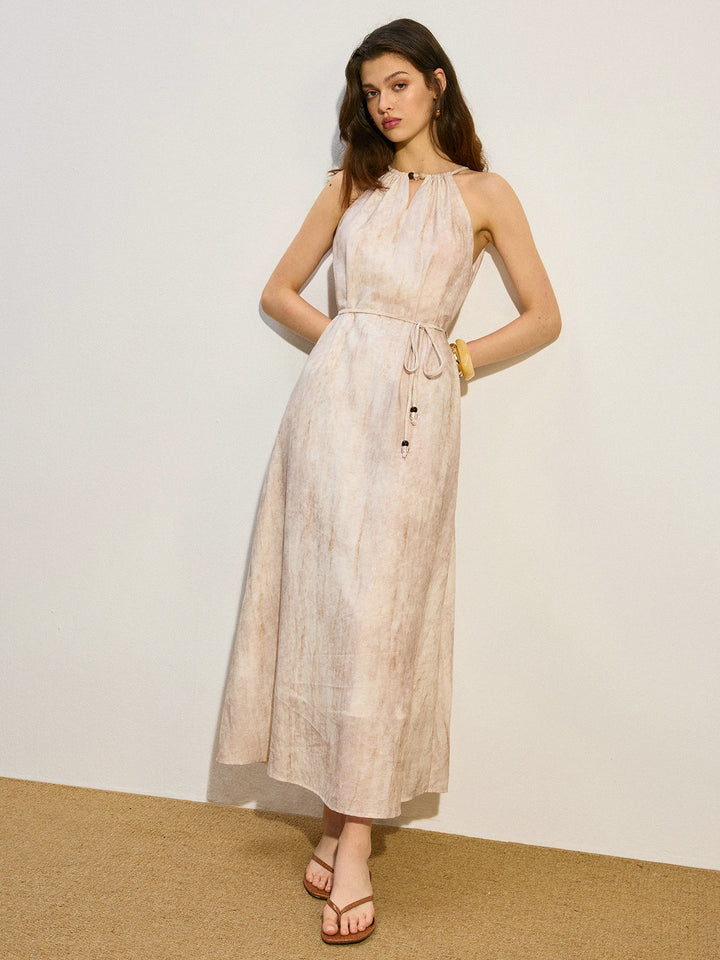 Robe Maxi Ceinturée à Poches