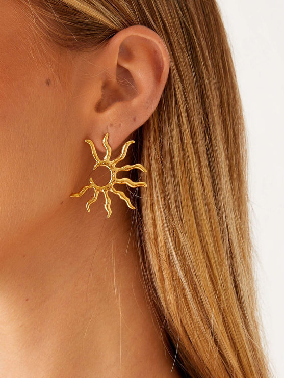 Boucles d'oreilles à clous dorées Sunburst