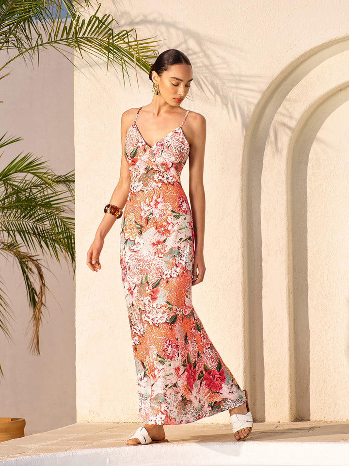 Robe à Dos Croisé Imprimé Floral