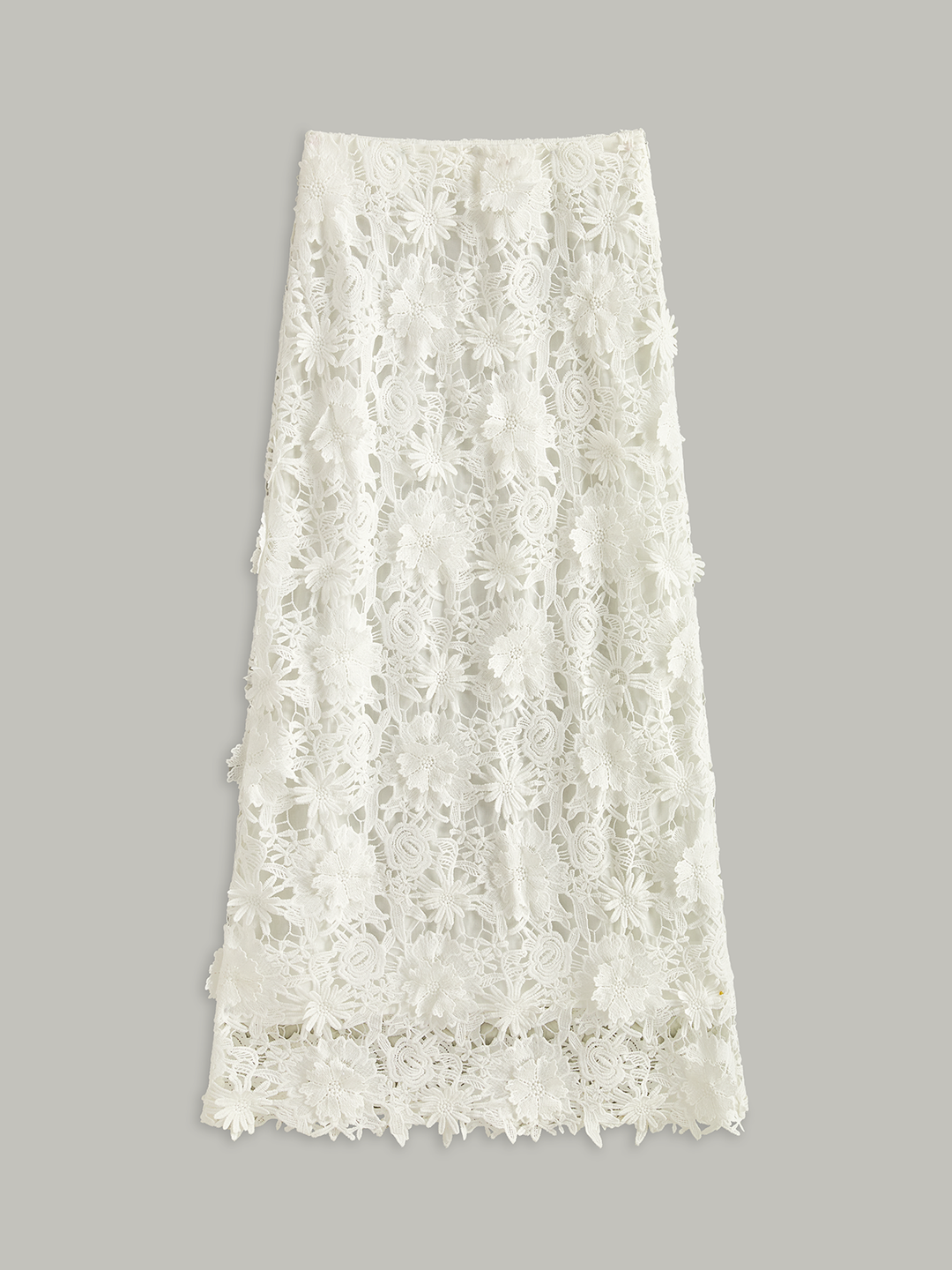 Jupe en dentelle semi-transparente avec broderie florale