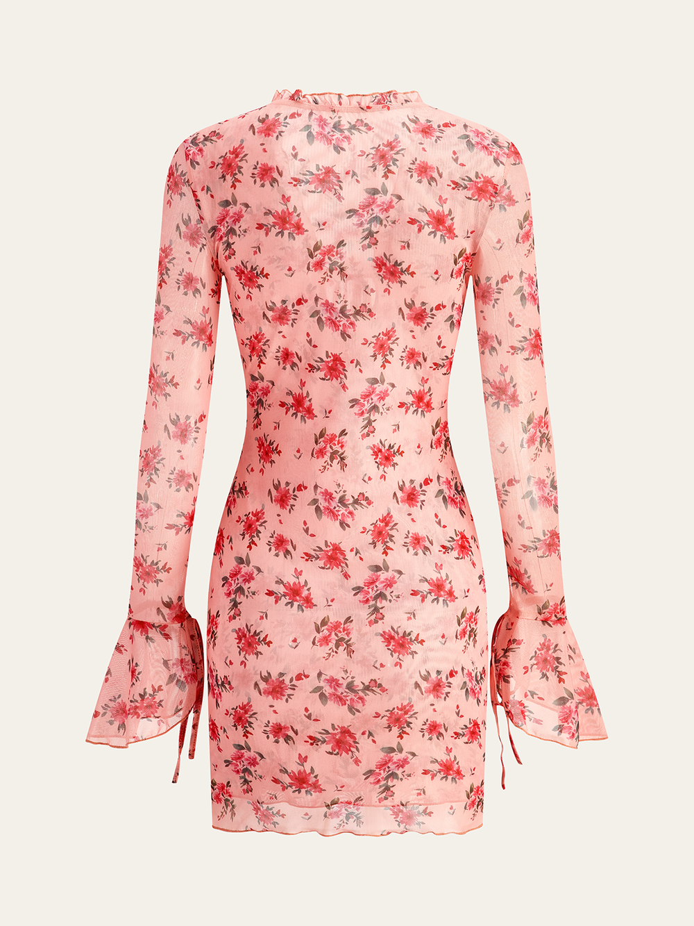 Robe Mi-transparente à col en V Profond Imprimée