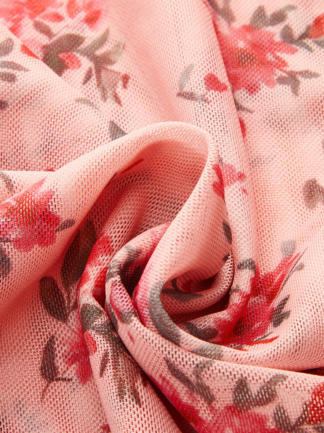 Robe Mi-transparente à col en V Profond Imprimée