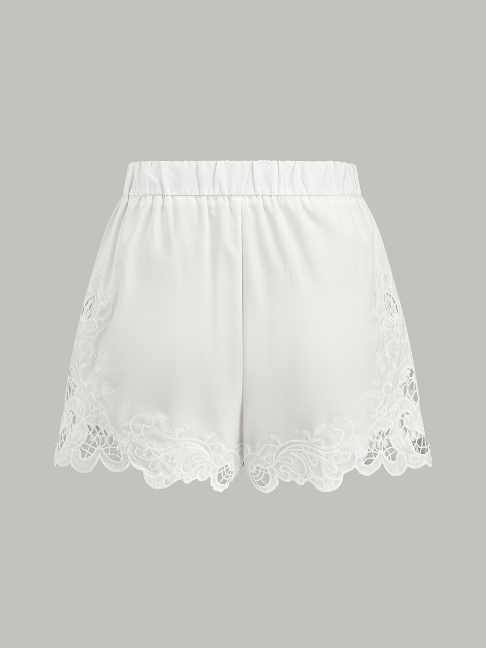 Short en jean taille mi-haute avec bordure en dentelle