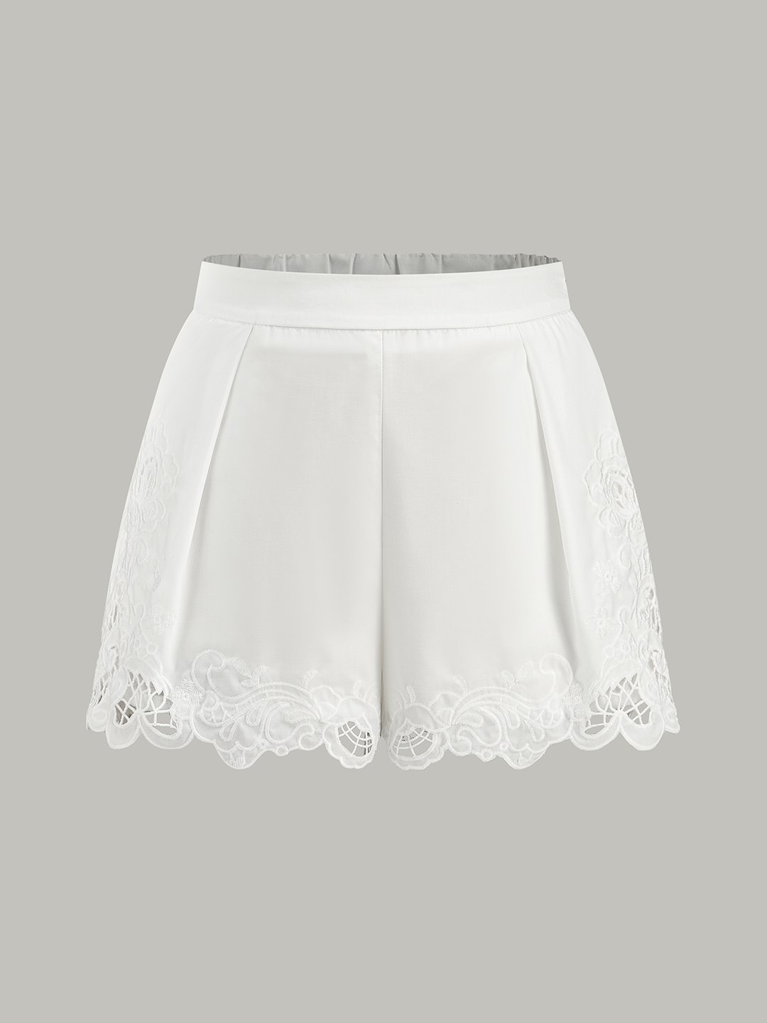 Short en jean taille mi-haute avec bordure en dentelle