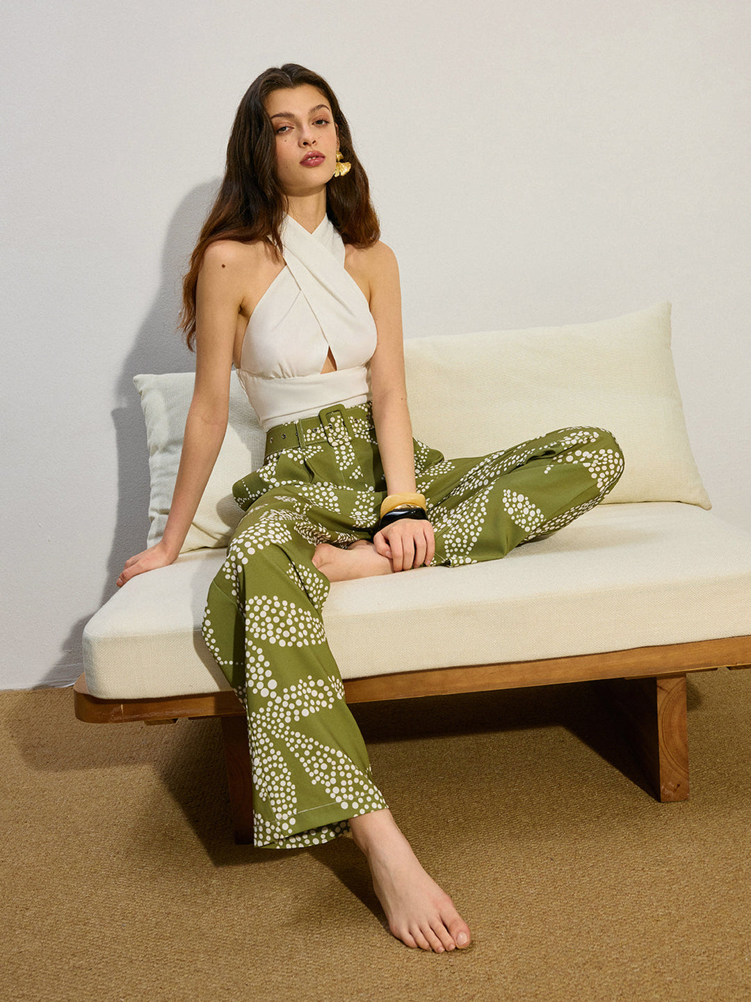 Pantalon Mince Mi-Taille Imprimé
