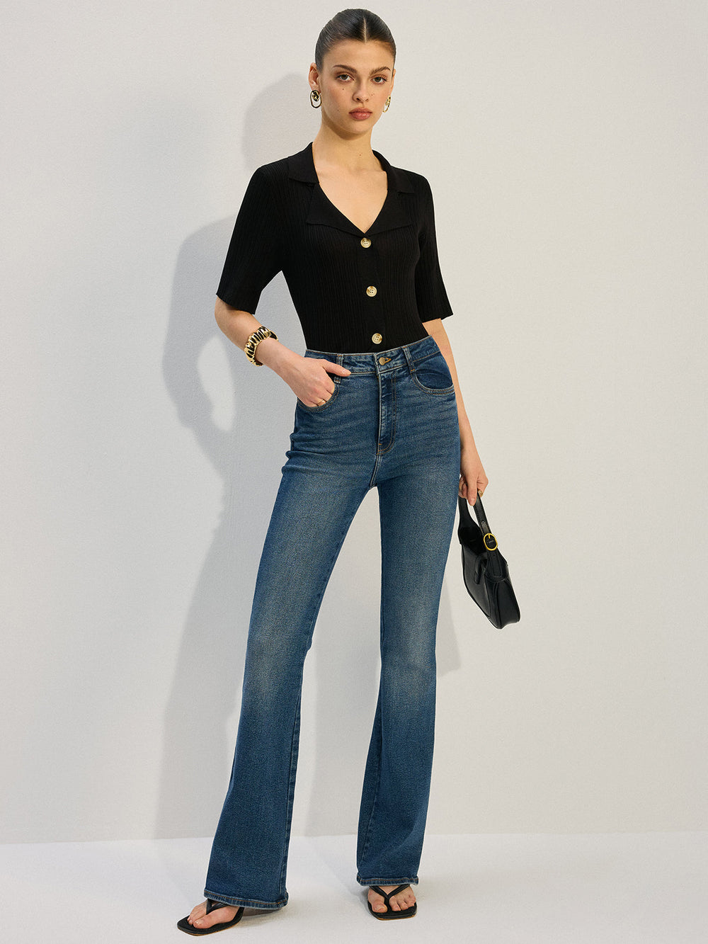 Blouse Boutonnée en Tricot