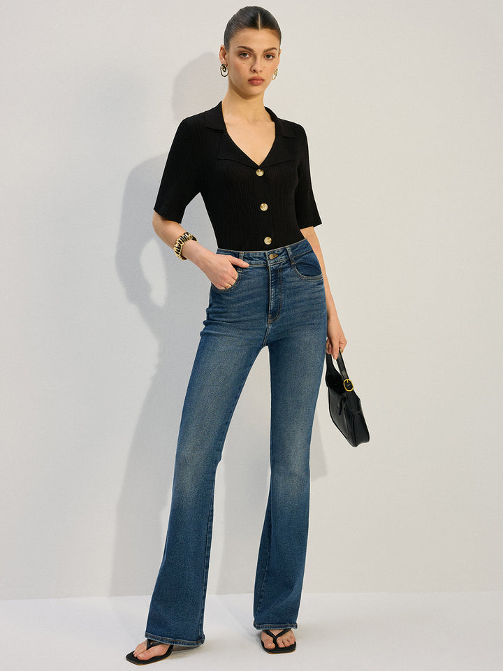 Blouse Boutonnée en Tricot