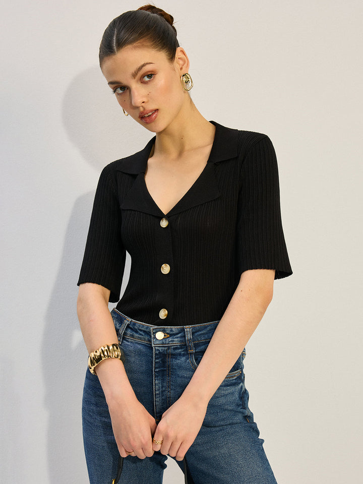 Blouse Boutonnée en Tricot