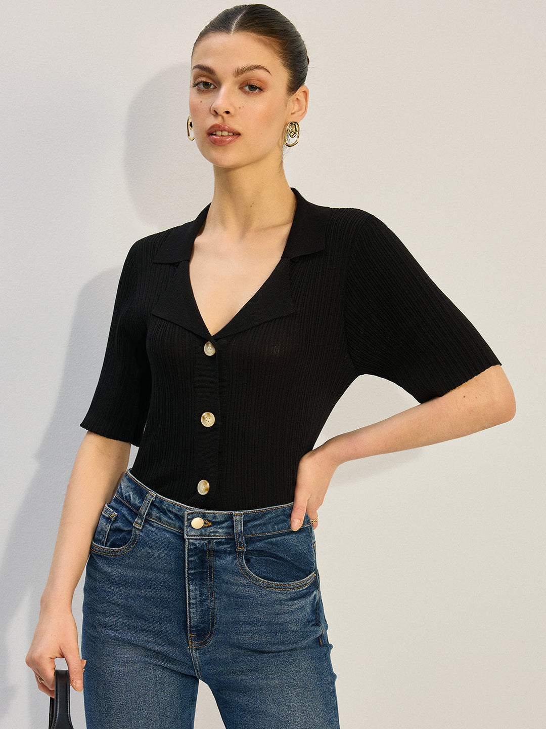 Blouse Boutonnée en Tricot