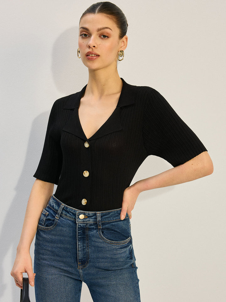 Blouse Boutonnée en Tricot