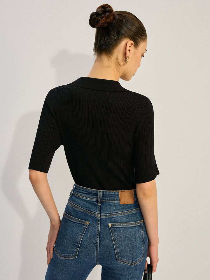 Blouse Boutonnée en Tricot