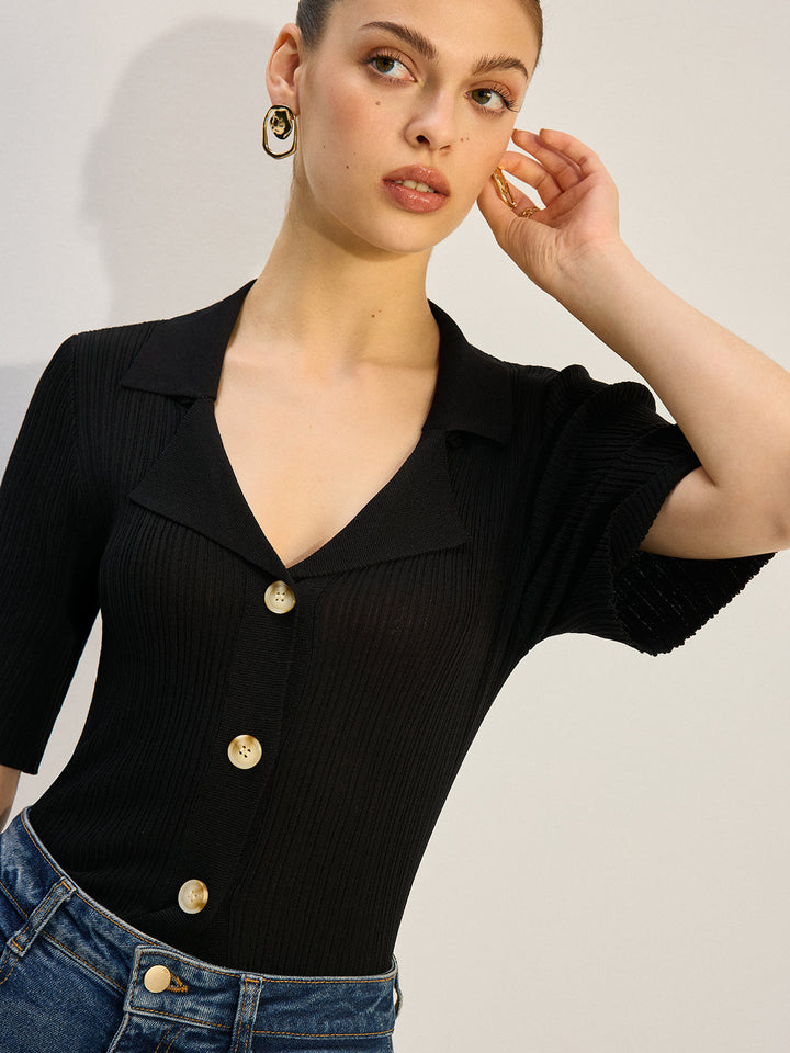 Blouse Boutonnée en Tricot