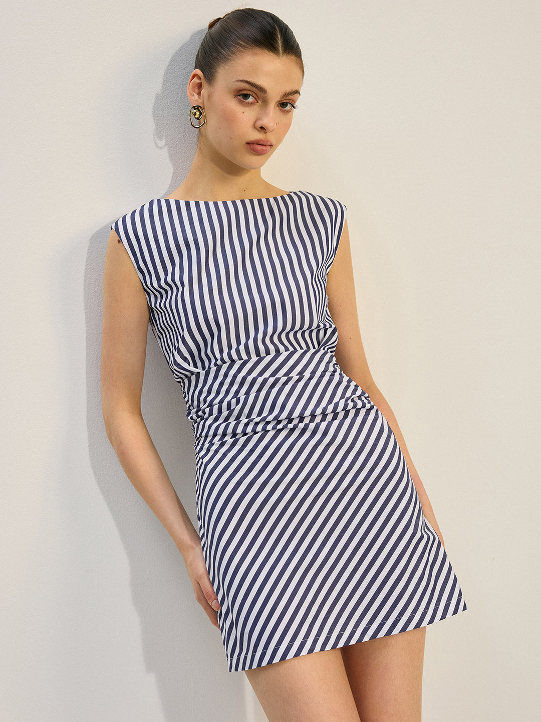 Mini Robe à Ruchés Rayée