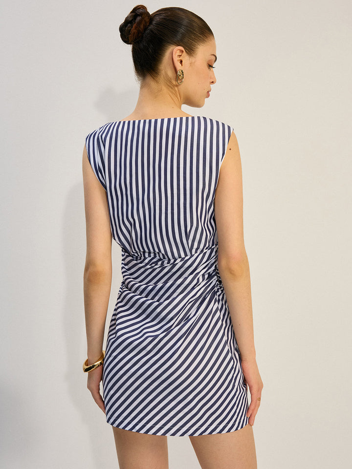 Mini Robe à Ruchés Rayée