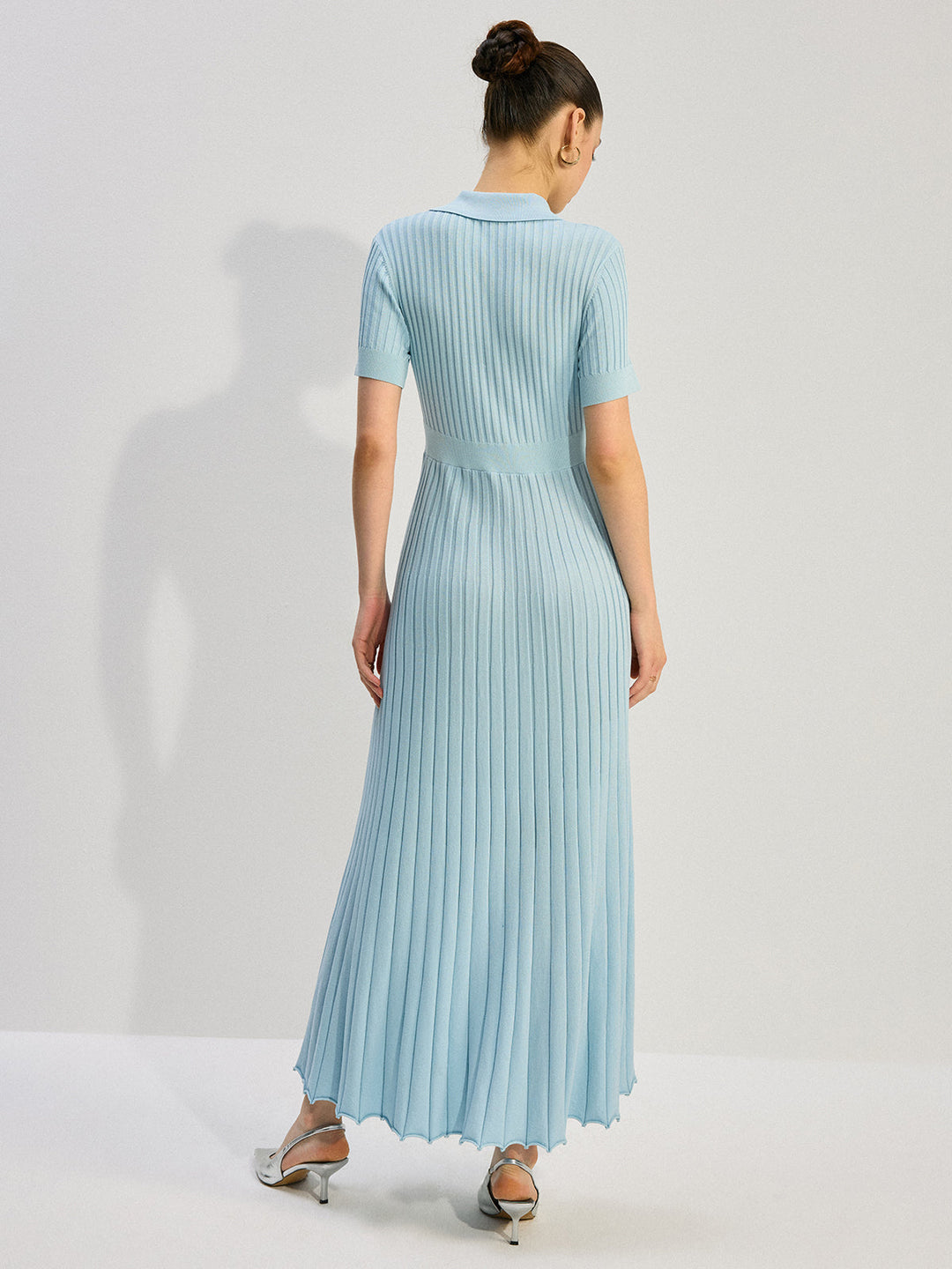 Robe Longue Tricotée Boutonnée sur le Devant