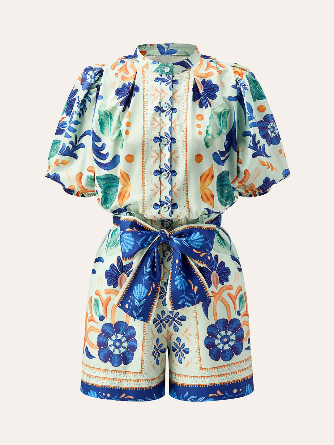 Combinaison à imprimé floral avec ceinture