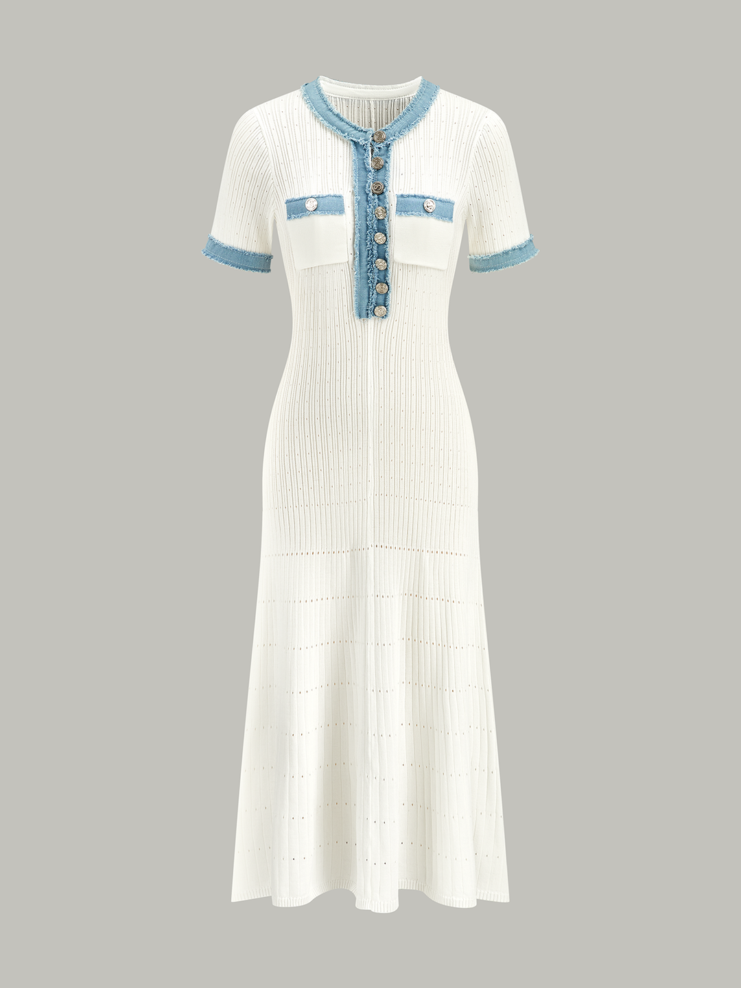 Robe mi-longue en tricot ajustée