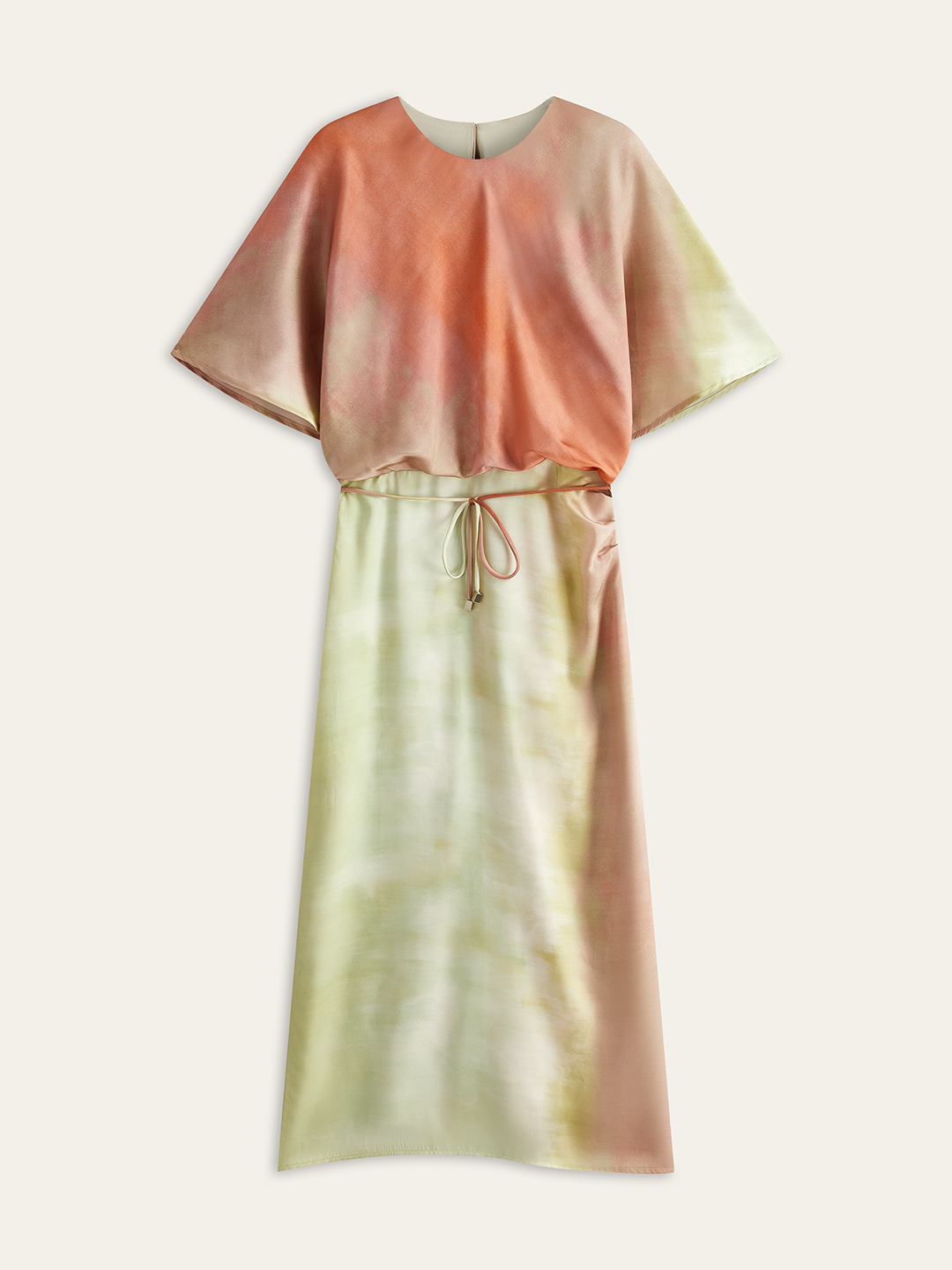 Robe Longue Maxi à Dégradé Coloré à Taille Cinchée