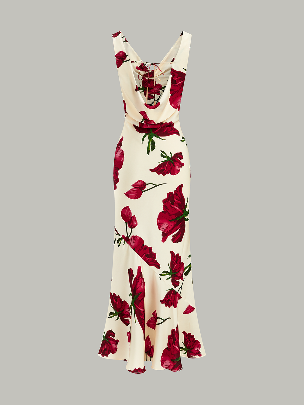 Robe Mi-longue Fleurie à Liens dans le Dos