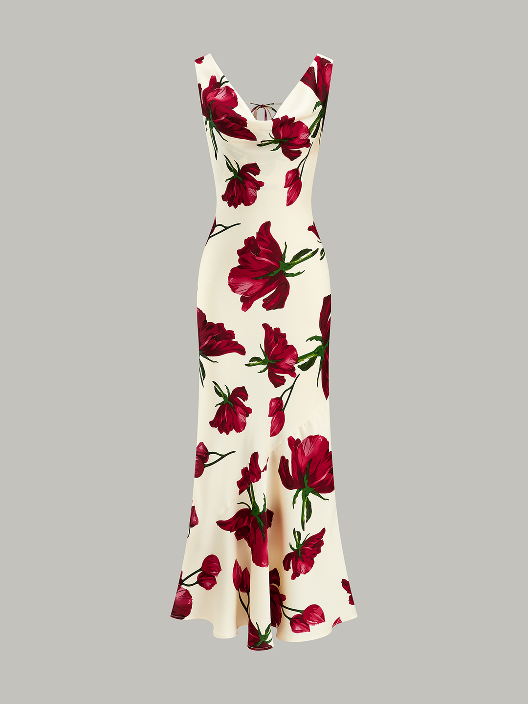 Robe Mi-longue Fleurie à Liens dans le Dos