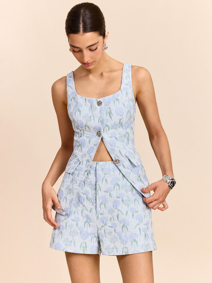 Gilet Jacquard Floral