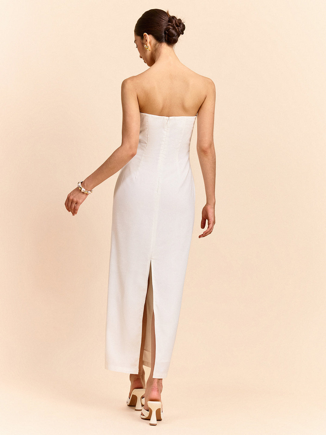 Robe Longue Sans Bretelles Imprimée à Fleurs