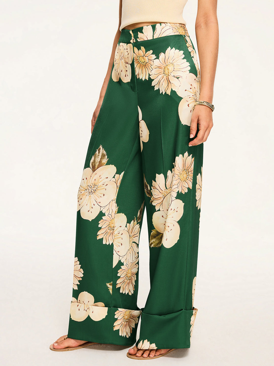 Pantalons Larges à Imprimé Floral