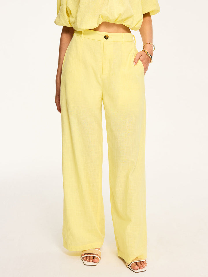 Pantalons larges taille mi-haute