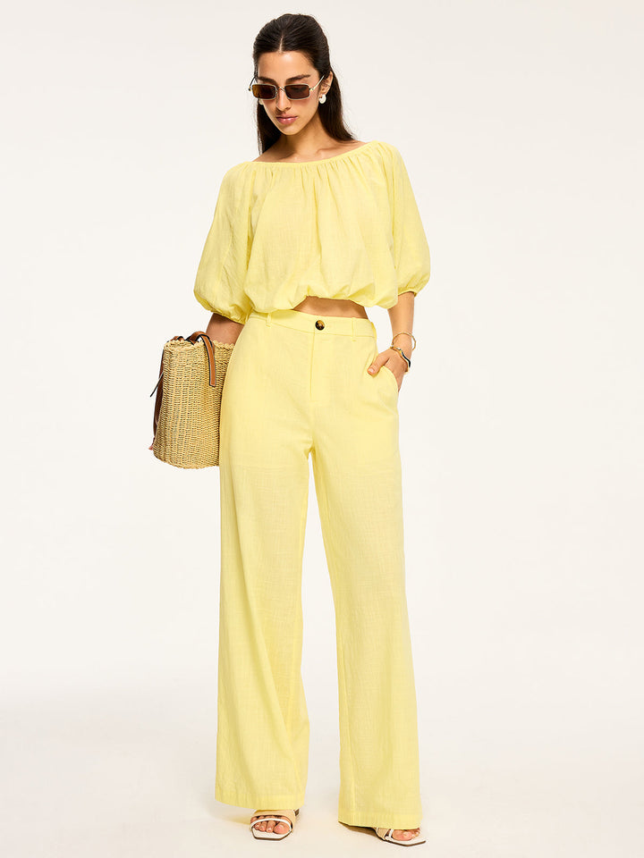 Pantalons larges taille mi-haute