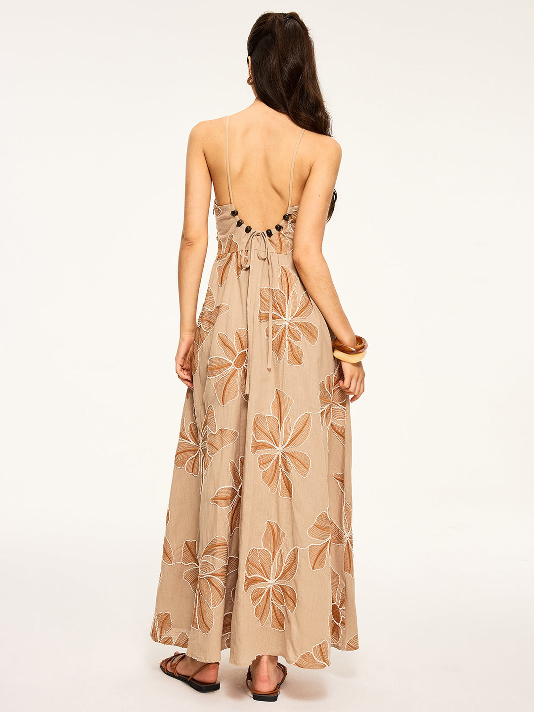 Robe Longue Dos Nu Imprimée Fleurie