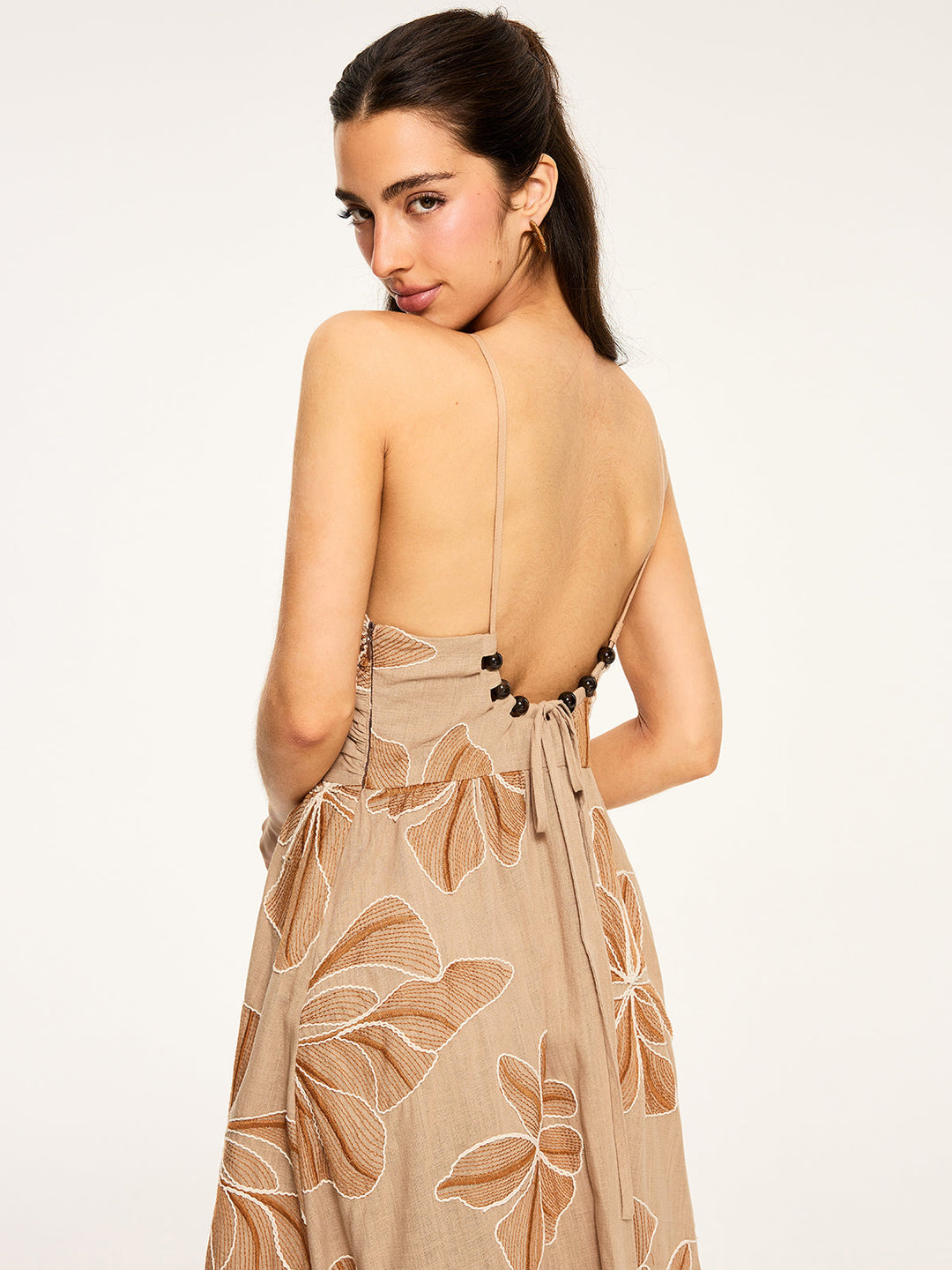Robe Longue Dos Nu Imprimée Fleurie