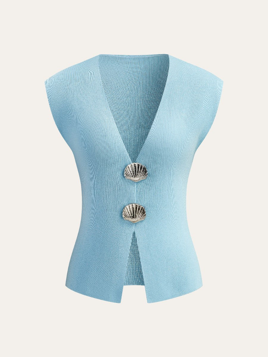 Gilet en maille à boutons nacrés