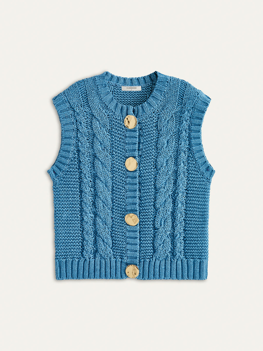 Gilet boutonné sans manches en maille côtelée