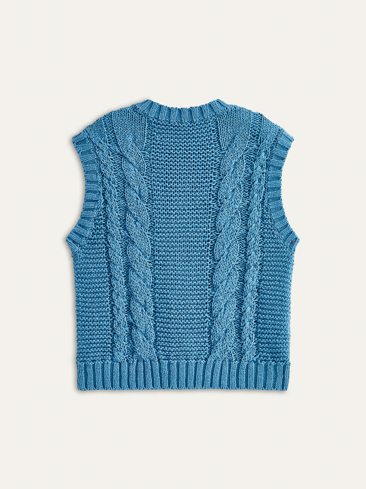 Gilet boutonné sans manches en maille côtelée