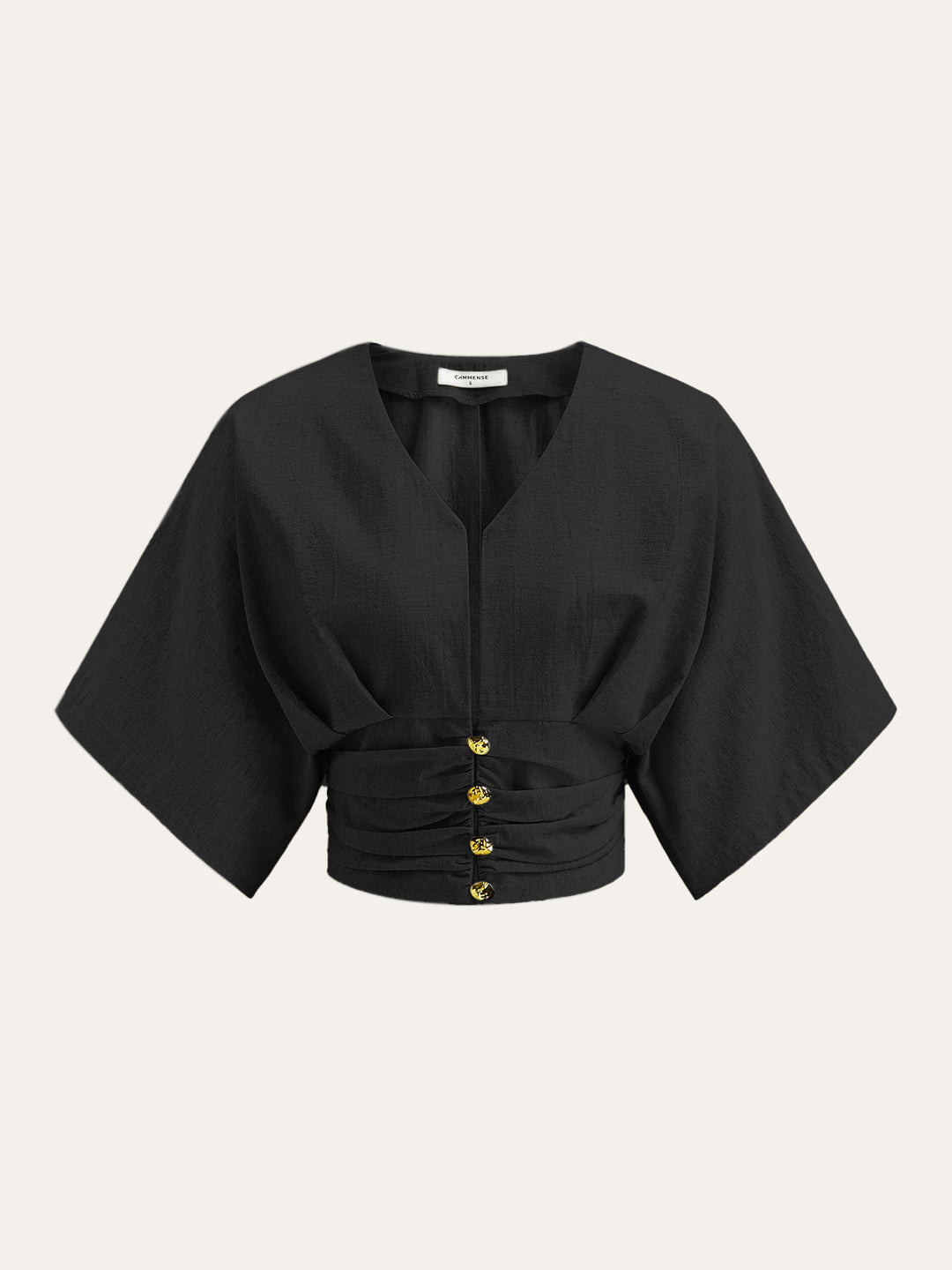 Haut Bouton Manches Kimono Coton & Lin