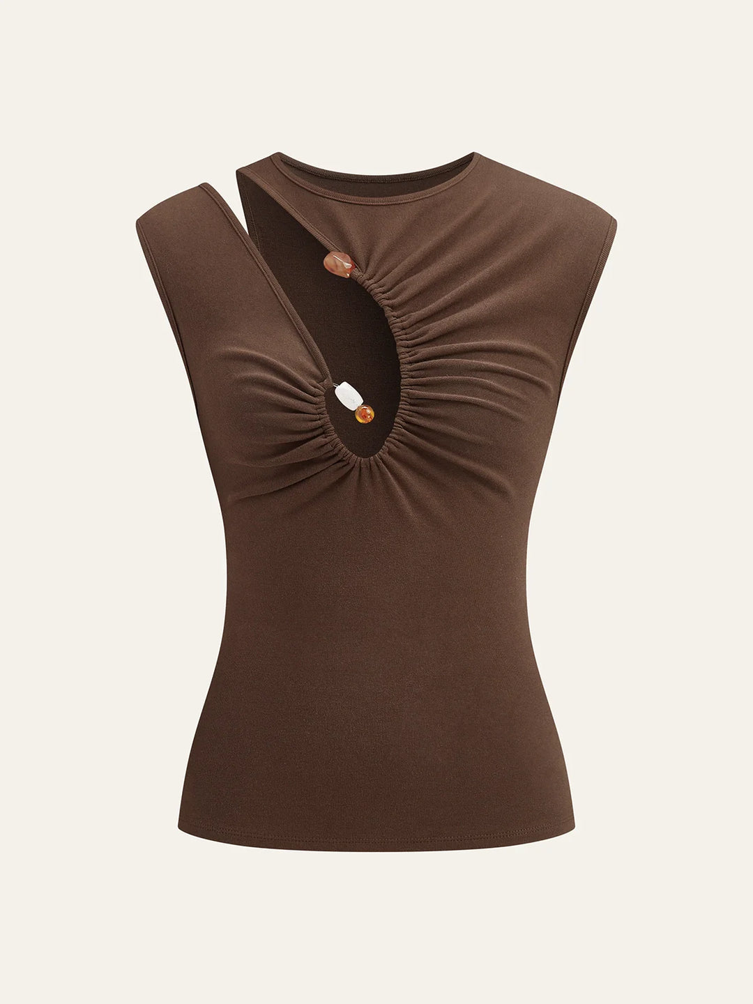 Haut Asymétrique Ruché avec Détail Bouton