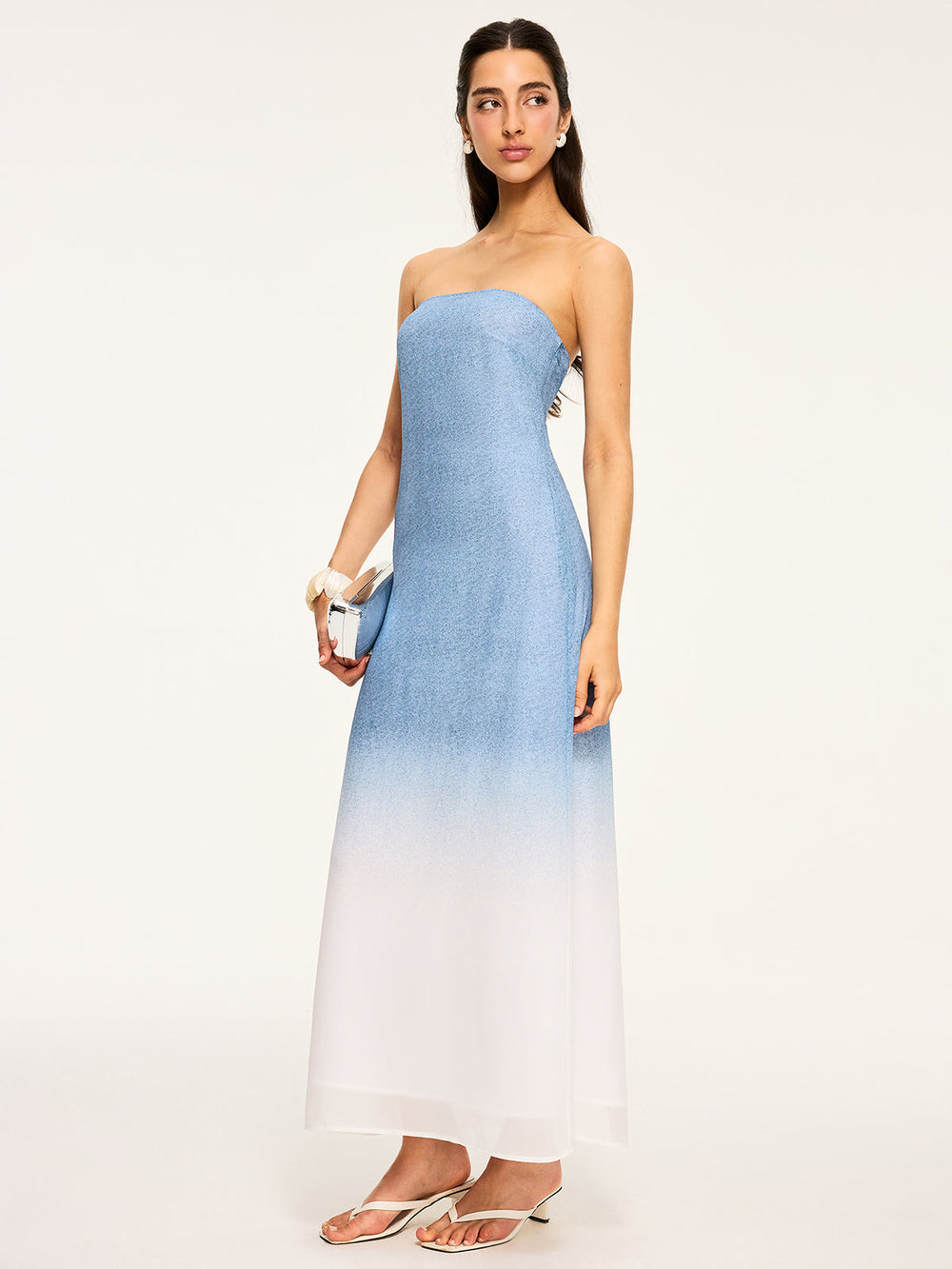 Robe Longue Bande de Nuance Robe Longue fendue